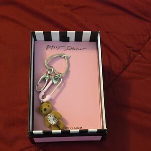Betsey Johnson Teddy Bear Keychain Charm in Pink Box